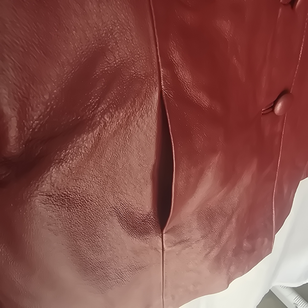 Vintage Lobi Lobi Women’s Genuine Leather Button Up Jacket Red Burgandy XL - Picture 6 of 11